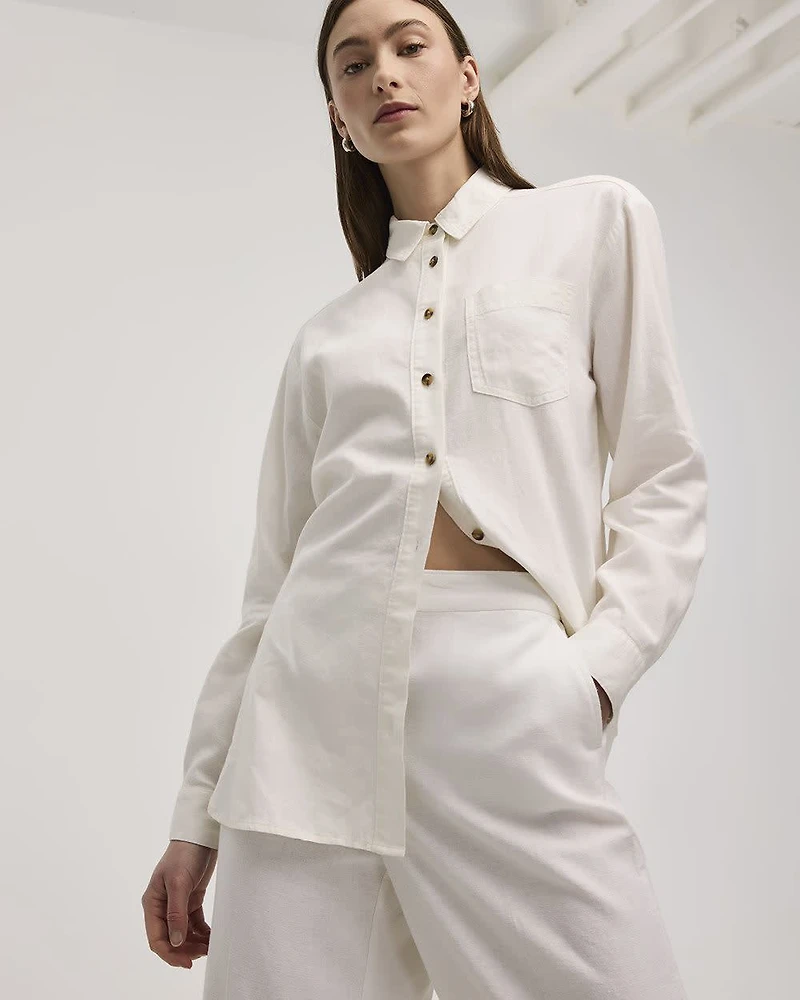 Long-Sleeve Linen Blend Shirt