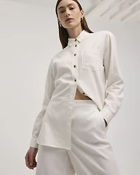 Long-Sleeve Linen Blend Shirt