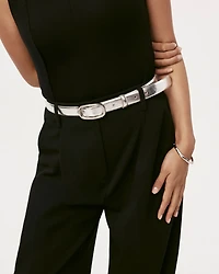 Metallic Faux Leather Belt