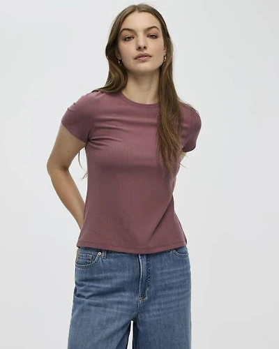 Ribbed Fitted Crew Neck T-Shirt