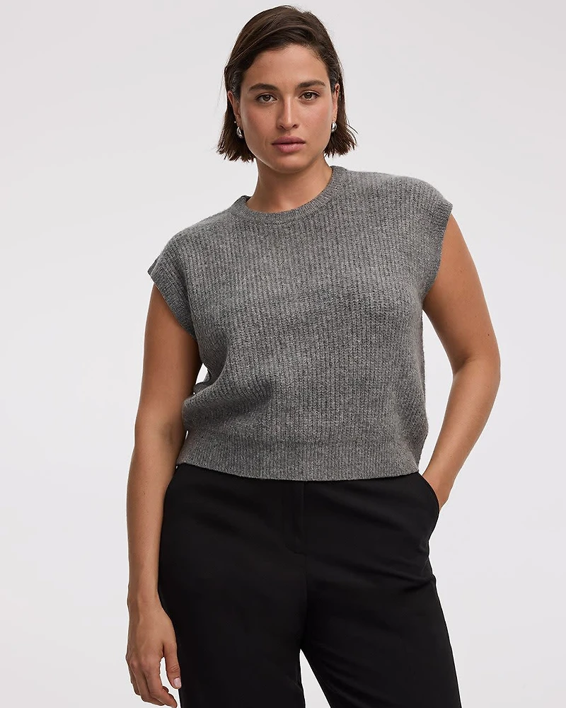 Veste en tricot sans manches à col rond