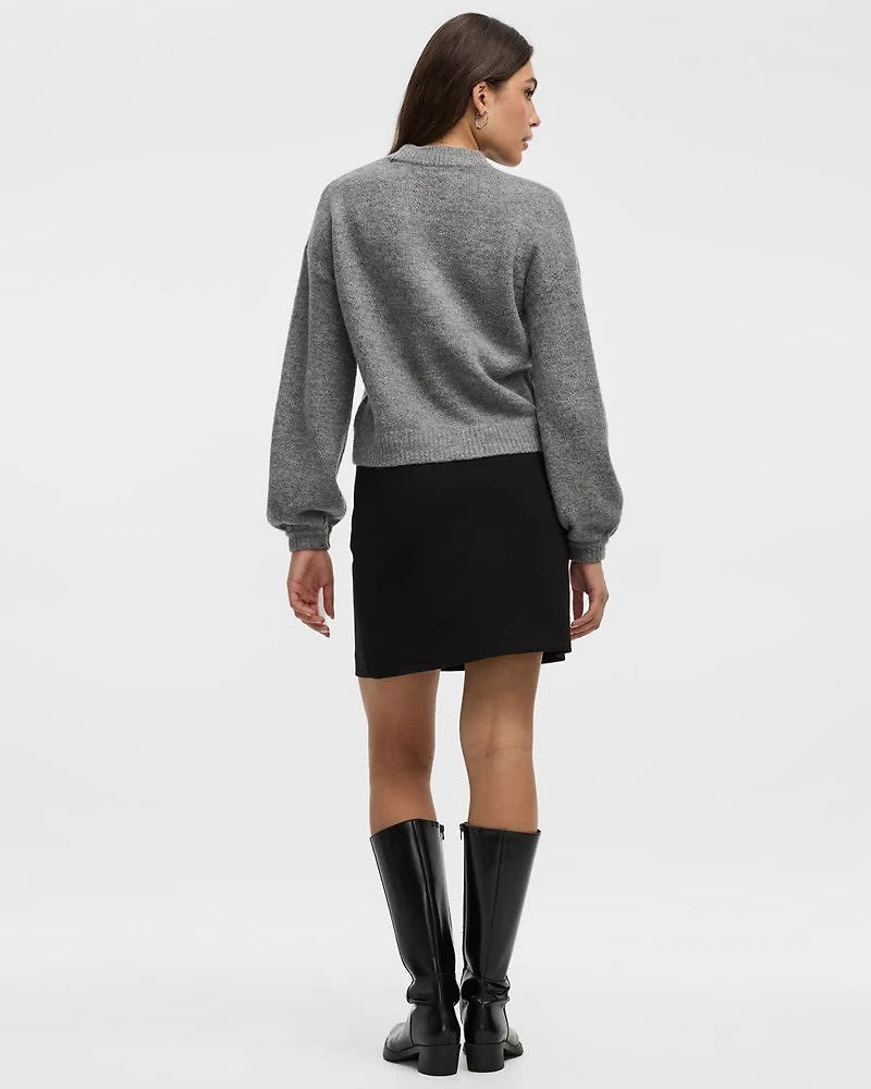 Long-Sleeve Mock-Neck Pullover with Rhinestones