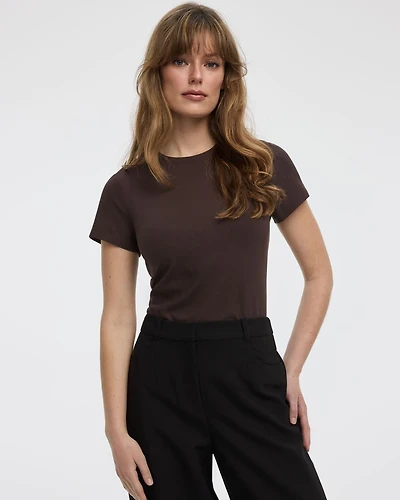 Fitted Crew-Neck Ribbed T-Shirt