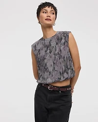 Camisole en tricot plissé à col rond