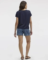 Short-Dolman-Sleeve Boat-Neck T-Shirt