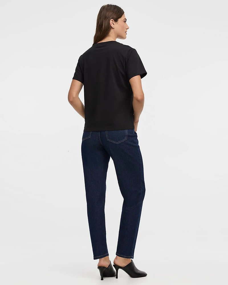 Short-Sleeve Crew-Neck Tee with Rhinestones