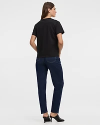 Short-Sleeve Crew-Neck Tee with Rhinestones