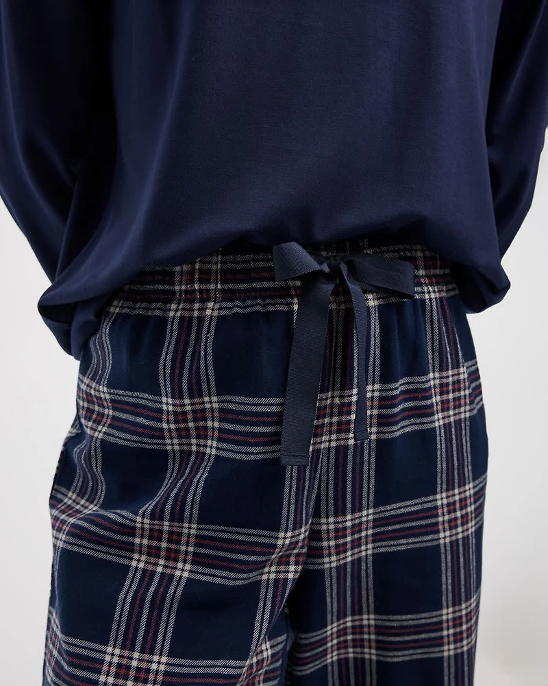 Pantalon de pyjama en flanelle à jambe droite