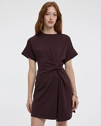 Short-Sleeve Fitted Dress with Knot Detail