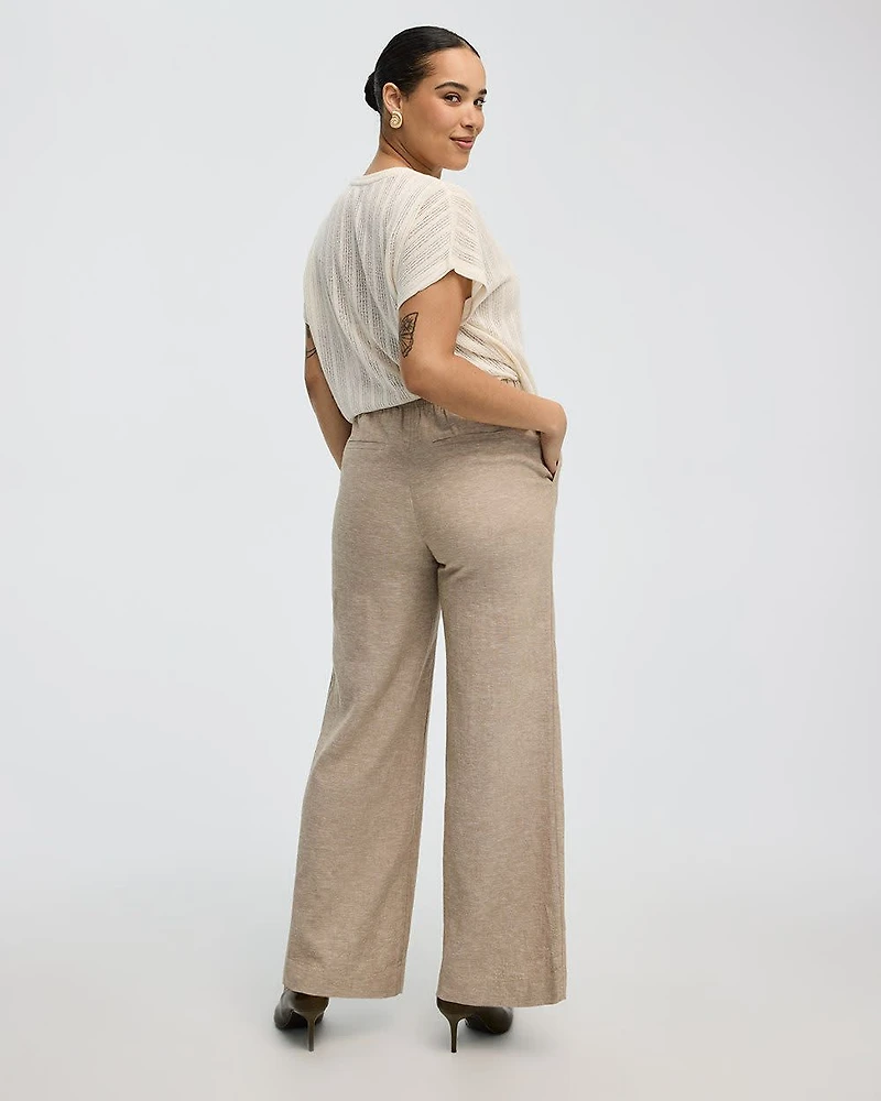 Wide-Leg High-Rise Linen Blend Pant