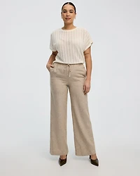 Wide-Leg High-Rise Linen Blend Pant