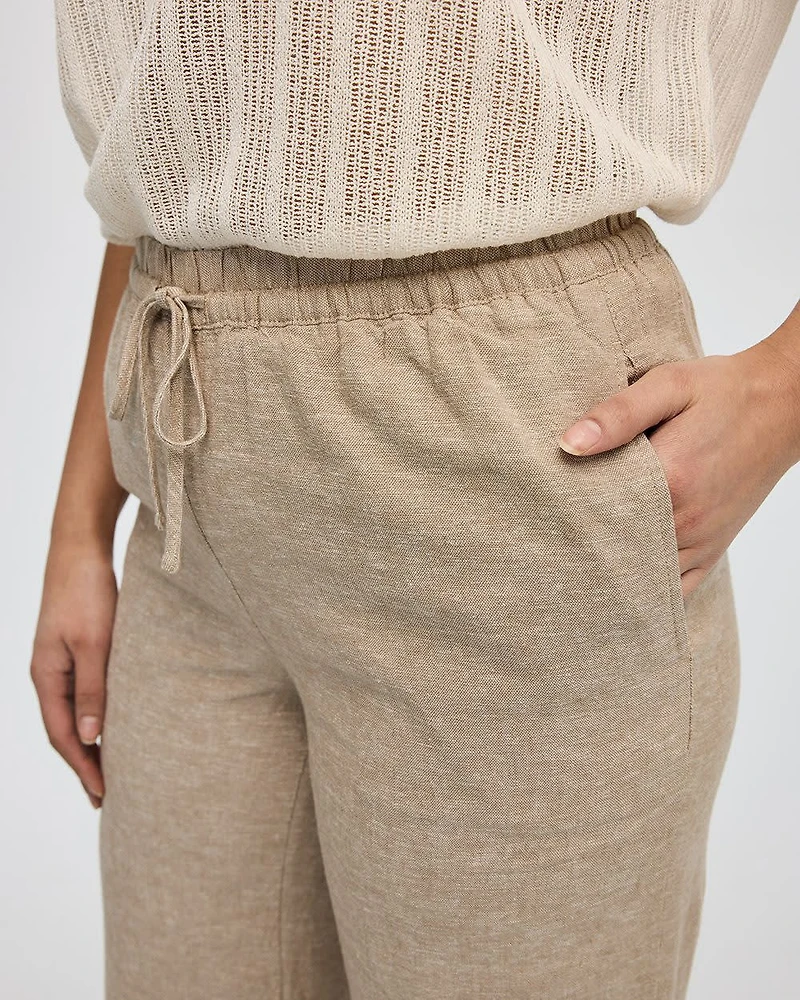 Wide-Leg High-Rise Linen Blend Pant