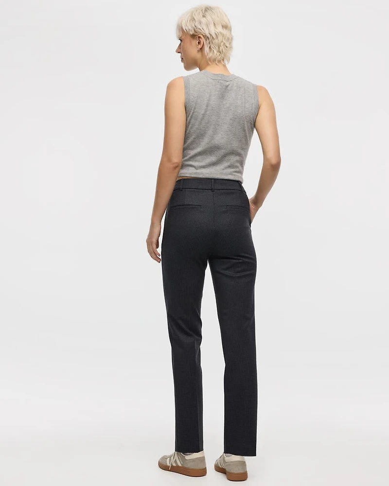 Pantalon pied-de-poule à taille haute et jambe droite