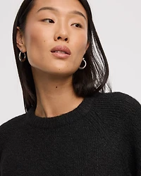 Elbow-Sleeve Crew-Neck Loose Sweater