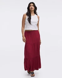 Pull-On Tiered Maxi Skirt