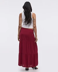 Pull-On Tiered Maxi Skirt