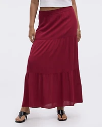 Pull-On Tiered Maxi Skirt