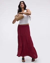 Pull-On Tiered Maxi Skirt