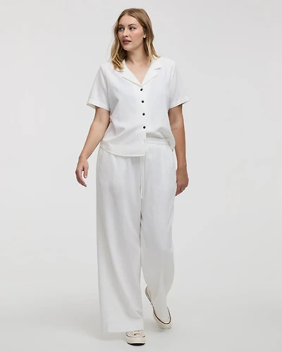 Wide-Leg High-Rise Linen Blend Pant