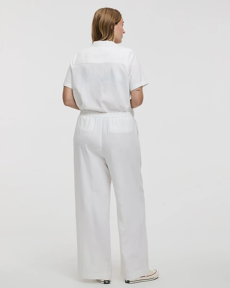 Wide-Leg High-Rise Linen Blend Pant