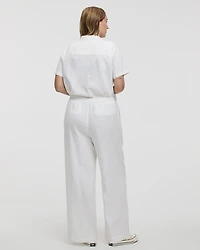 Wide-Leg High-Rise Linen Blend Pant