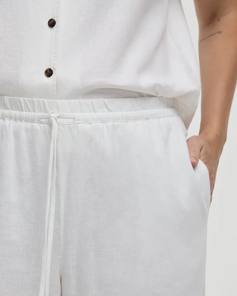 Wide-Leg High-Rise Linen Blend Pant