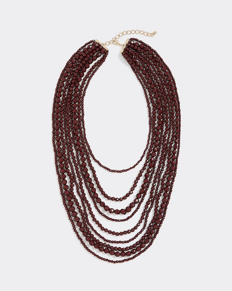 Long Multilayer Beaded Necklace