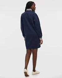 Long-Sleeve Half-Zip Mock-Neck Fleece Dress