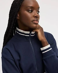 Long-Sleeve Half-Zip Mock-Neck Fleece Dress