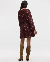 Long-Puffy-Sleeve Bubble Mini Dress with V Neckline