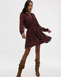 Long-Puffy-Sleeve Bubble Mini Dress with V Neckline