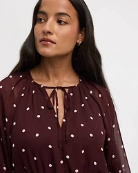 Long-Puffy-Sleeve Bubble Mini Dress with V Neckline