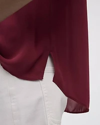 Cap Sleeve Split Neck Blouse