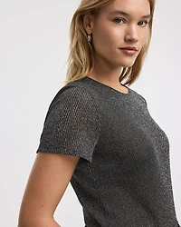 Short-Sleeve Crew-Neck Shimmery Tee