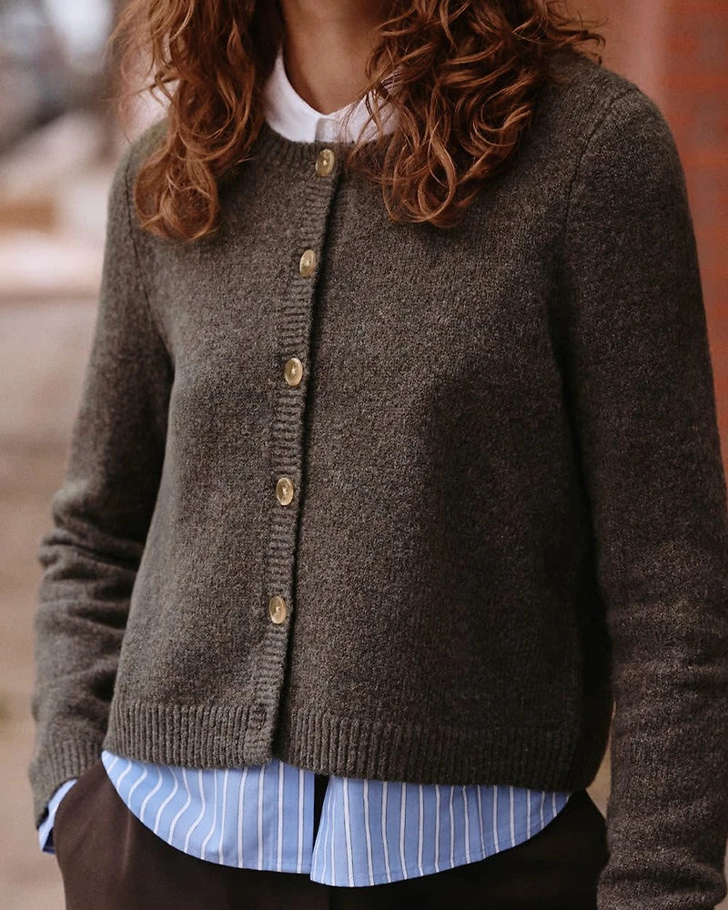 Long-Sleeve Crew-Neck PlushSoft Cardigan