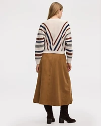 Striped Long-Dolman-Sleeve Crew-Neck Pullover