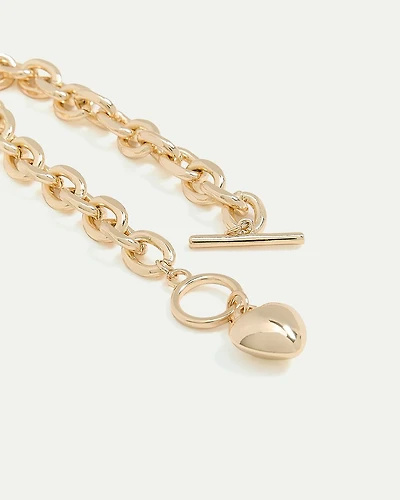 Cable-Chain Bracelet with Bubble Heart Charm