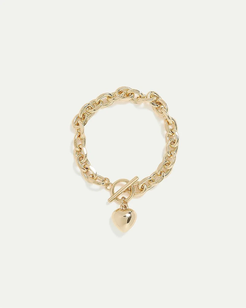 Cable-Chain Bracelet with Bubble Heart Charm