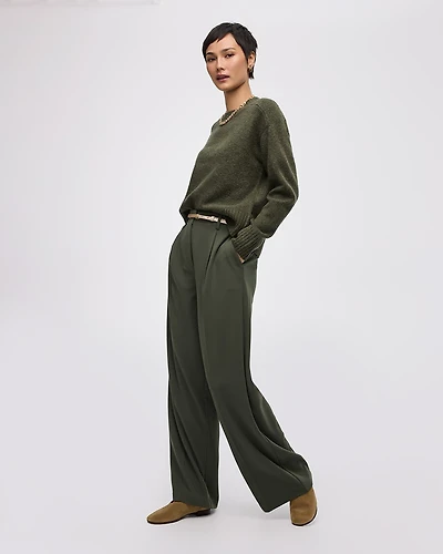 Pantalon en crêpe à taille haute et jambe large