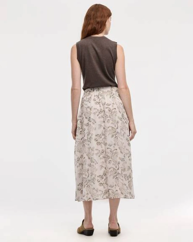 Jupe midi en mousseline plissée