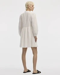 Long-Sleeve Split-Neck Swing Dress