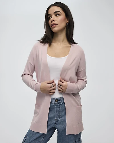 Long-Sleeve Open Cardigan with Pockets