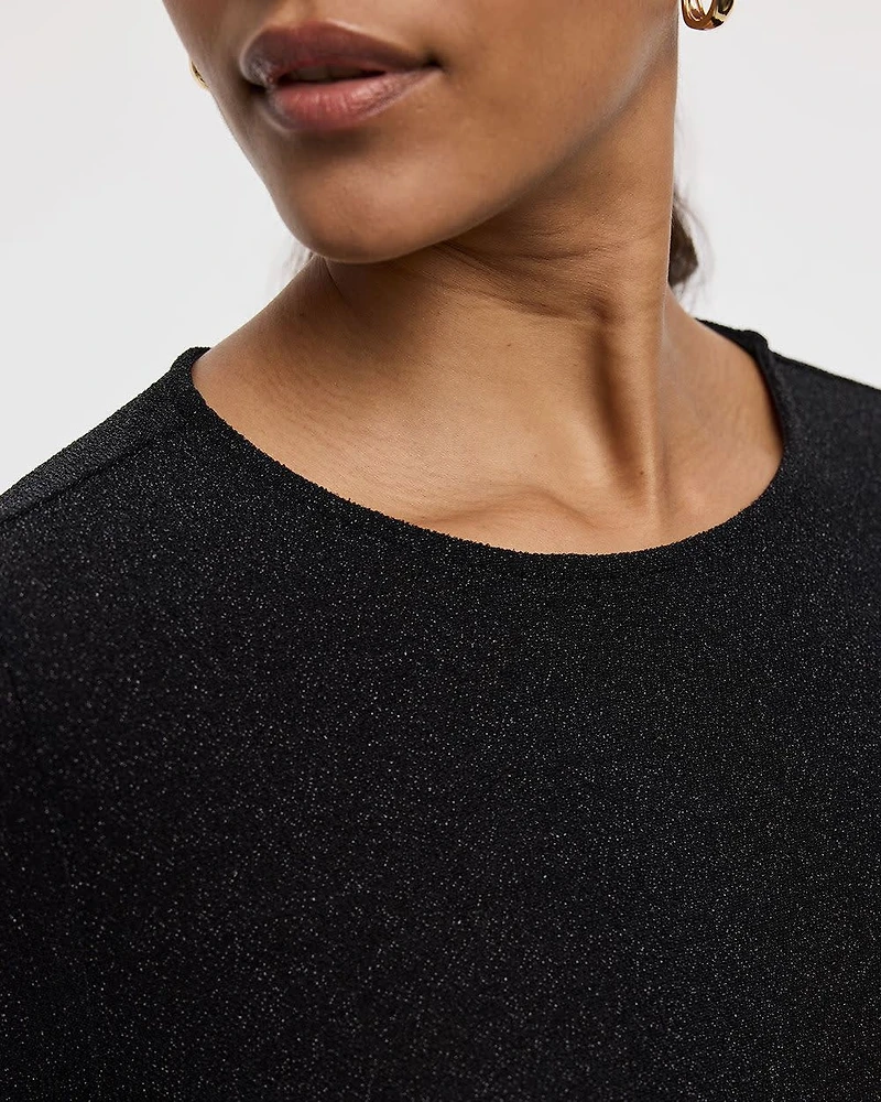 Robe courte moulante scintillante à manches longues