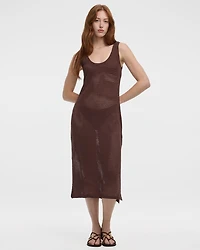 Sleeveless U-Neck Crochet Midi Dress