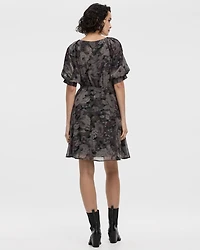 Elbow-Sleeve V-Neck Empire-Cut Dress