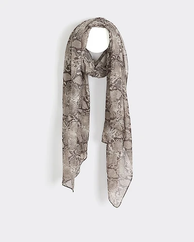 Square Scarf with Snakeskin Print
