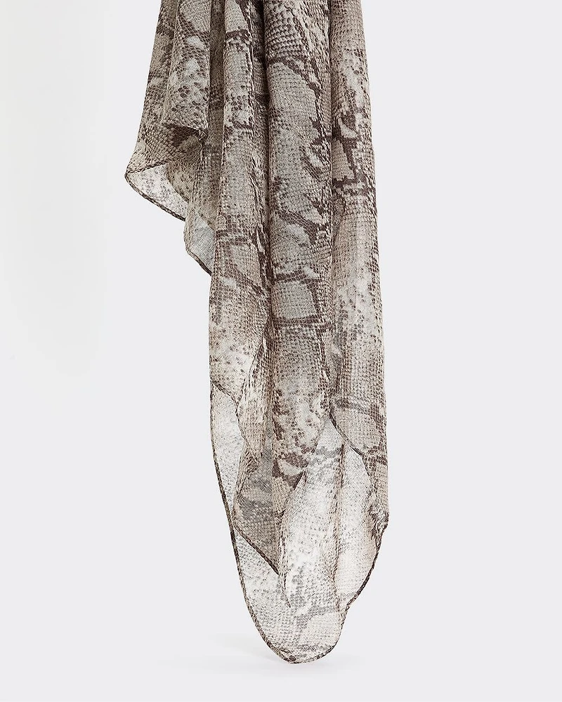 Square Scarf with Snakeskin Print