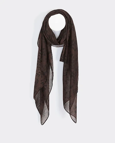 Lightweight Scarf with Two-Tone Floral Pattern