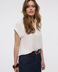 Extended-Sleeve V-Neck Flowy Blouse