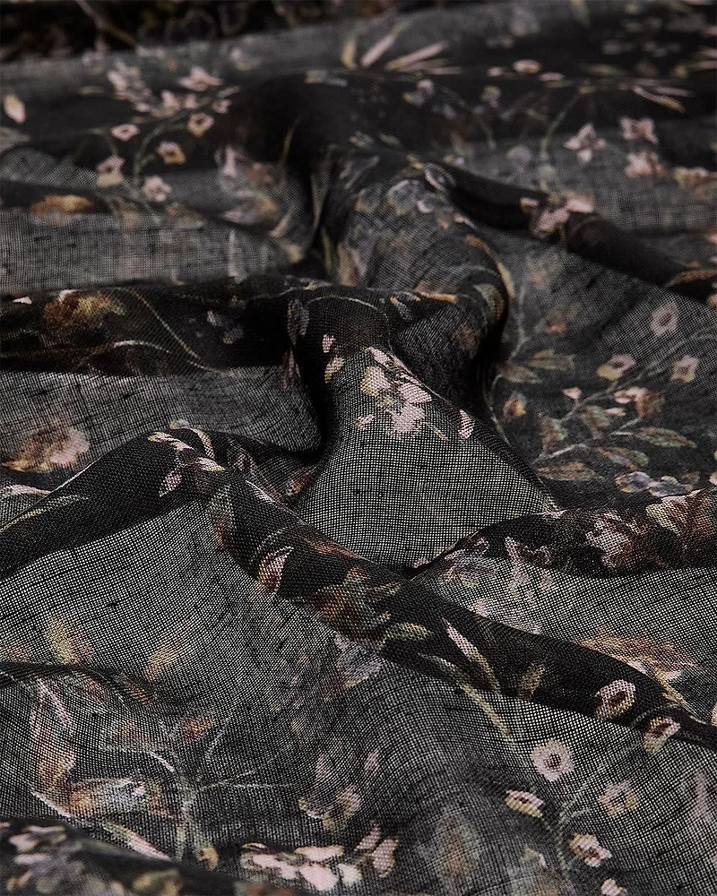 Square Scarf with Floral Print